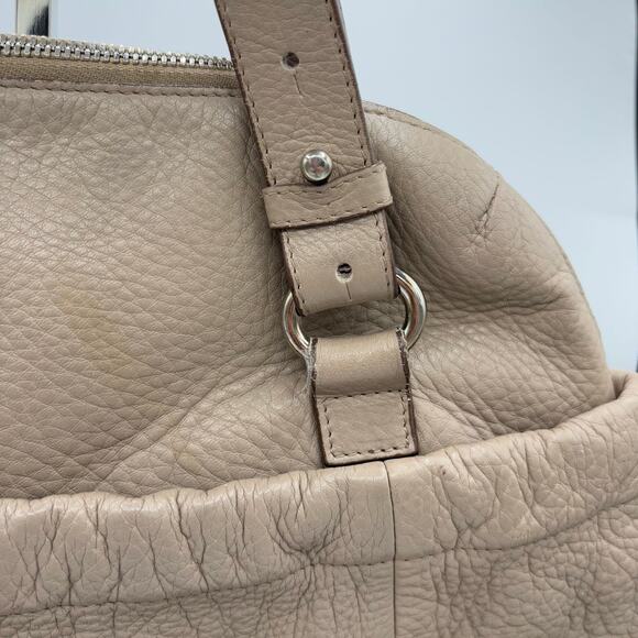 Furla Taupe Pebbled Leather Large Satchel Tote Bag – Classic Italian Designer - Picture 5 of 9